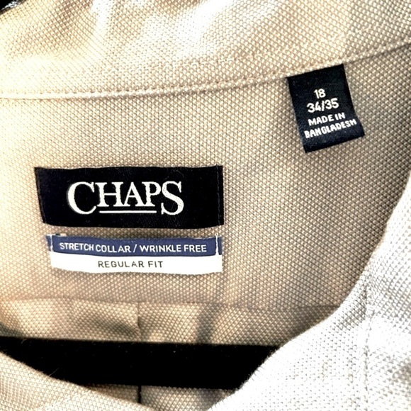 267. Chaps Classic Fit Textured Wrinkle Free Stretch Collar Dress Shirt 18-34/35 - Picture 4 of 4